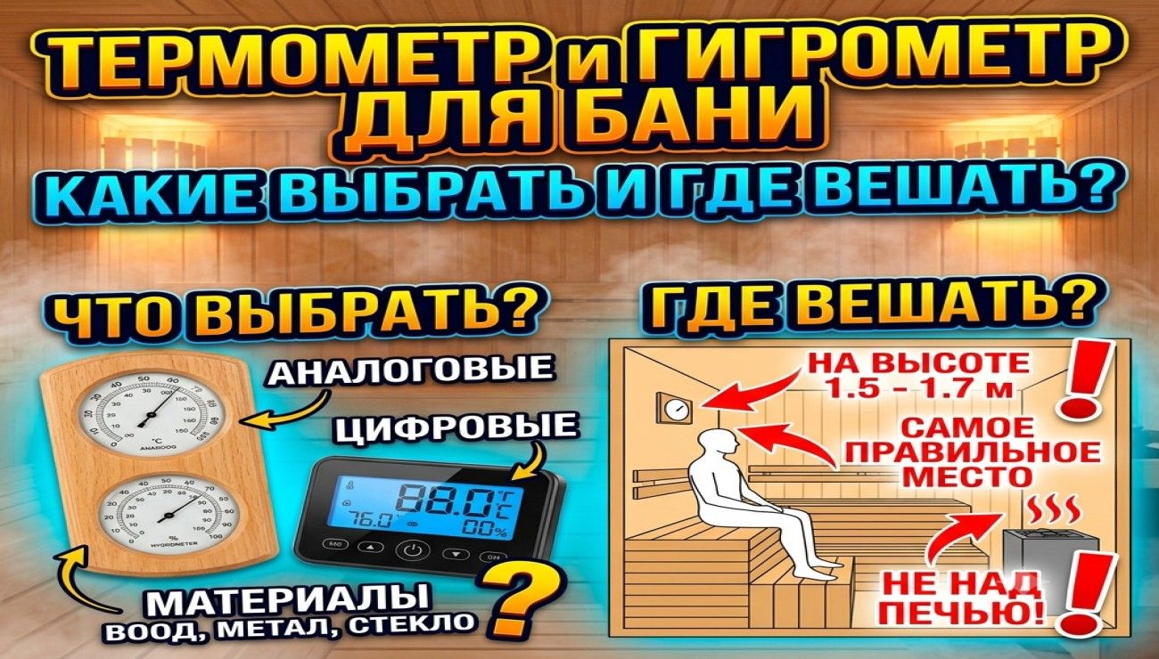 Термометр и гигрометр для бани: какие выбрать и где вешать